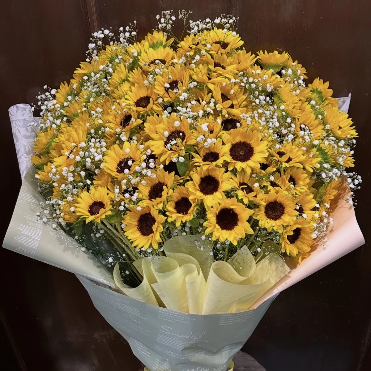花束【ひまわりとかすみ草】